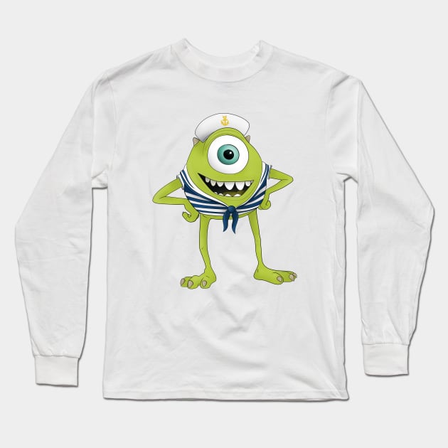 First Mate Mike: Mike Wazowski as Cruise Ship First Mate Long Sleeve T-Shirt by ShutterStudios